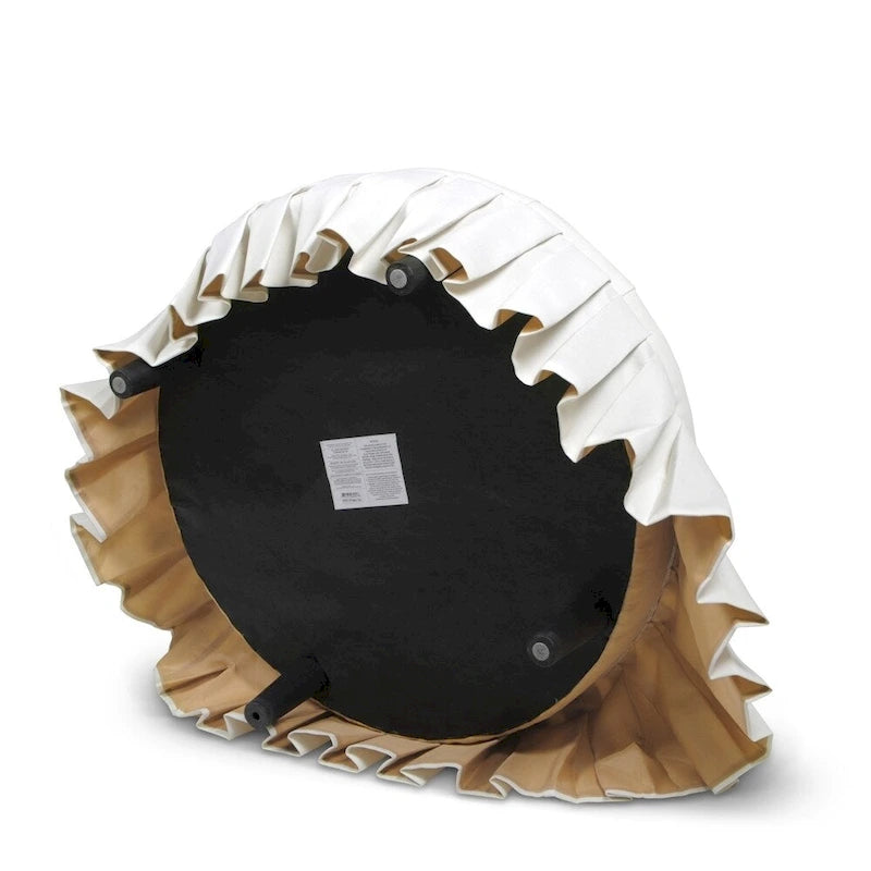 Pouf de cocktail rond capitonné avec jupe plissée, bleu nuit
