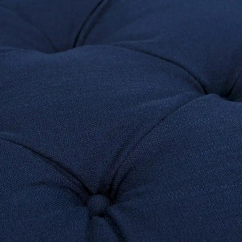 Pouf de cocktail rond capitonné avec jupe plissée, bleu nuit