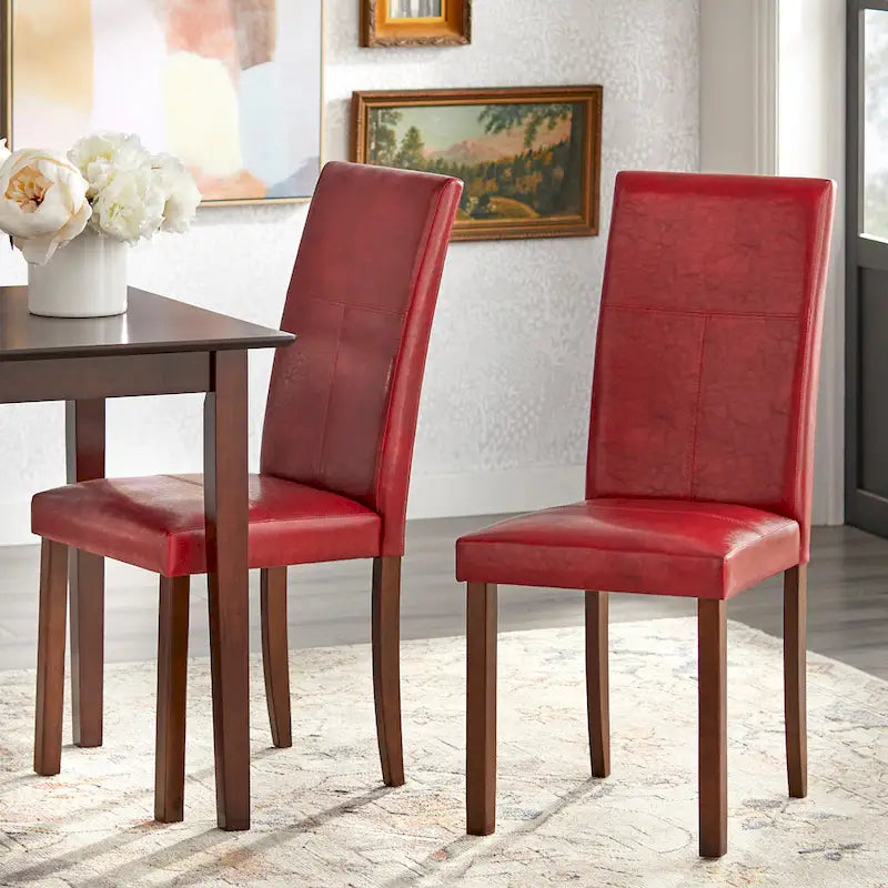Chaise de salle à manger Parsons en similicuir à dossier haut avec pieds en hévéa coloris expresso