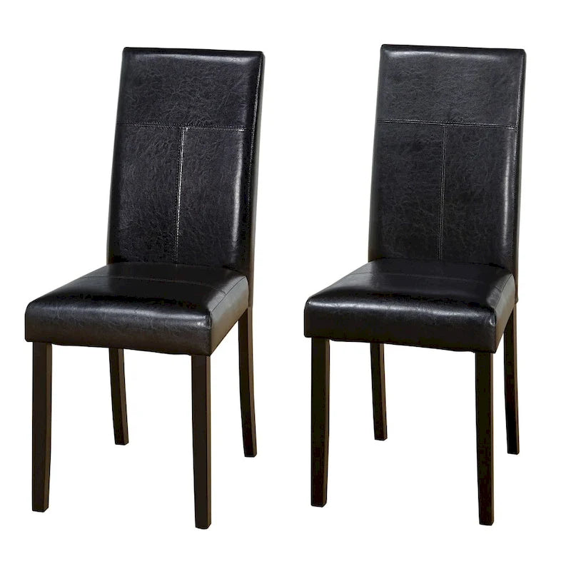 Chaise de salle à manger Parsons en similicuir à dossier haut avec pieds en hévéa coloris expresso