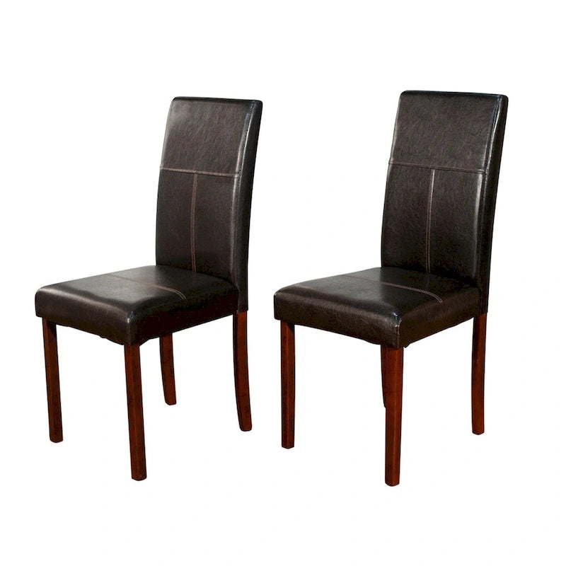 Chaise de salle à manger Parsons en similicuir à dossier haut avec pieds en hévéa coloris expresso