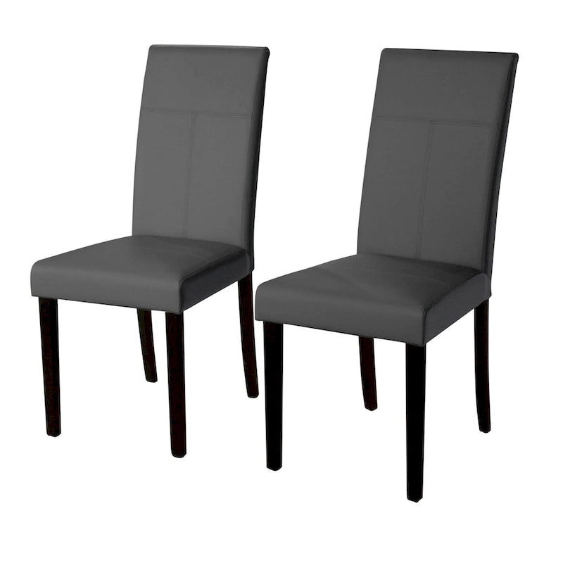 Chaise de salle à manger Parsons en similicuir à dossier haut avec pieds en hévéa coloris expresso
