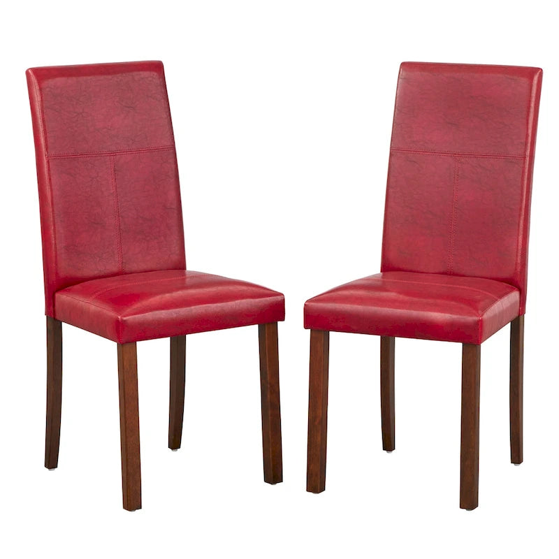 Chaise de salle à manger Parsons en similicuir à dossier haut avec pieds en hévéa coloris expresso