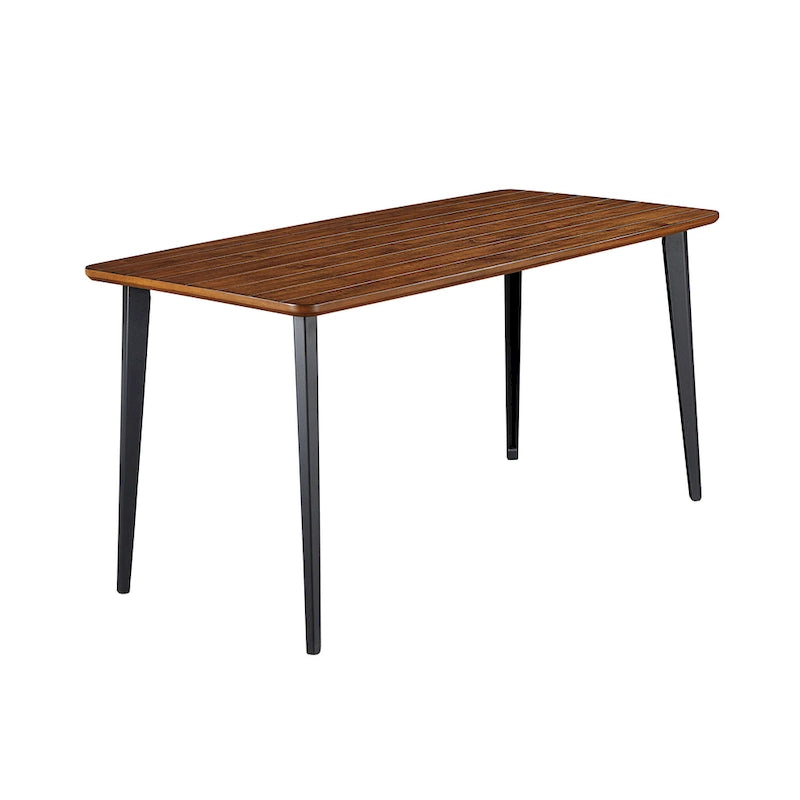 Mid-Century Modern 60-Inch Acacia Veneer Dining Table Grey Dark Oak