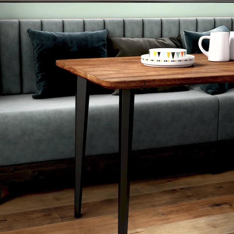 Table à manger 60 pouces en placage d'acacia gris chêne foncé, style moderne du milieu du siècle