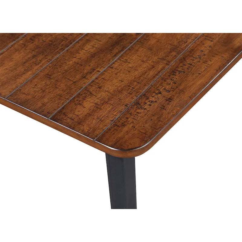 Table à manger 60 pouces en placage d'acacia gris chêne foncé, style moderne du milieu du siècle