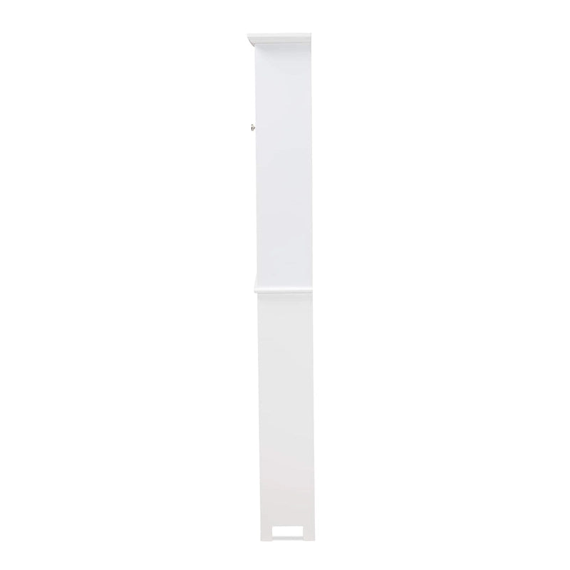 Meuble de Rangement de Salle de Bain Sur-WC avec Étagère Ouverte et Porte en Verre Blanc