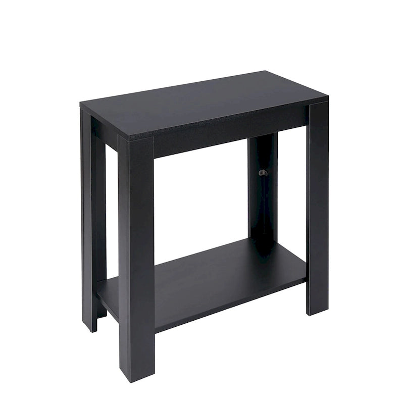 Table d'appoint à deux niveaux en MDF noir moderne avec étagère de rangement ouverte
