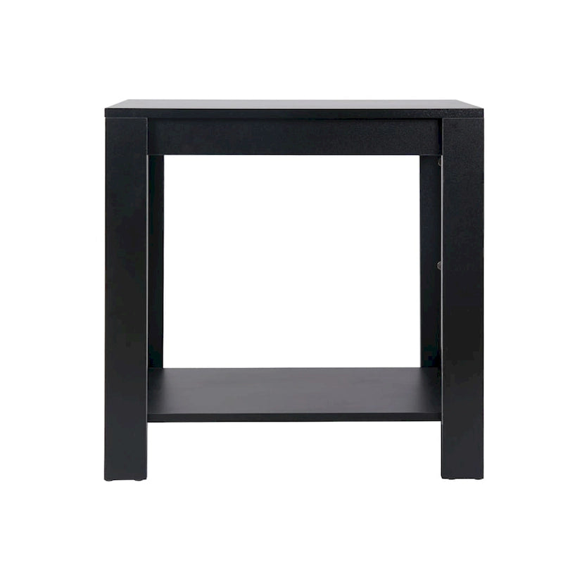 Table d'appoint à deux niveaux en MDF noir moderne avec étagère de rangement ouverte
