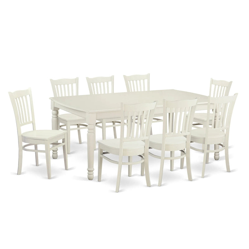 Table de salle à manger rectangulaire en bois blanc lin avec rallonge papillon