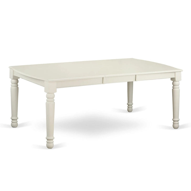 Linen White Wood Rectangular Dining Table with Butterfly Leaf Extension