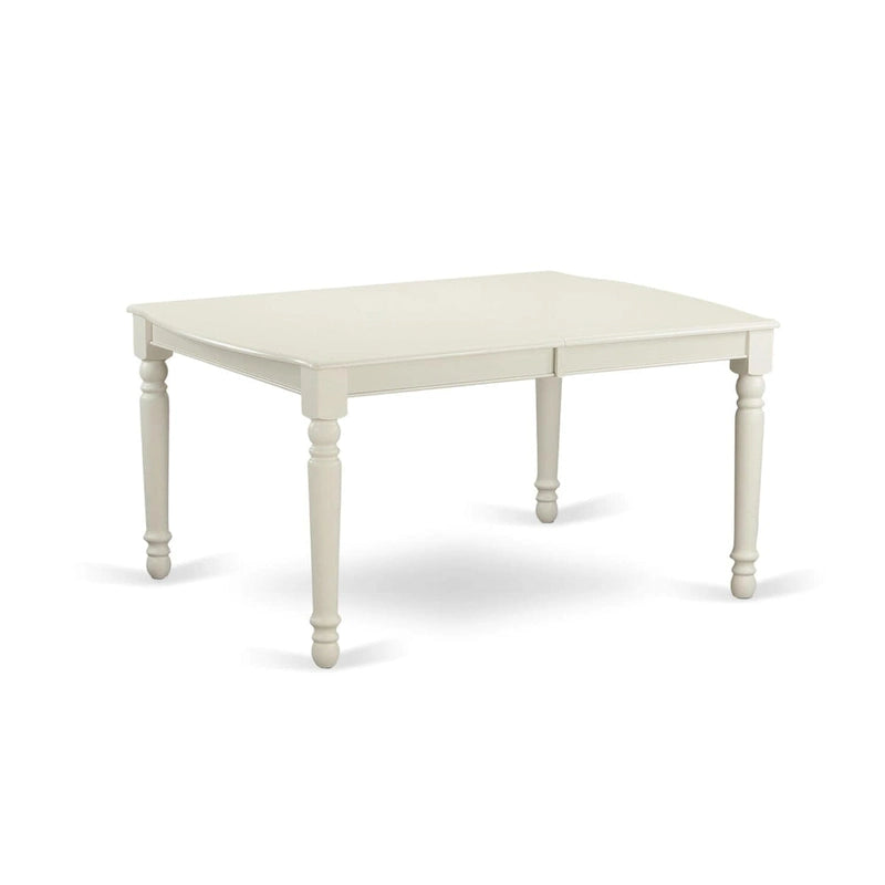Table de salle à manger rectangulaire en bois blanc lin avec rallonge papillon