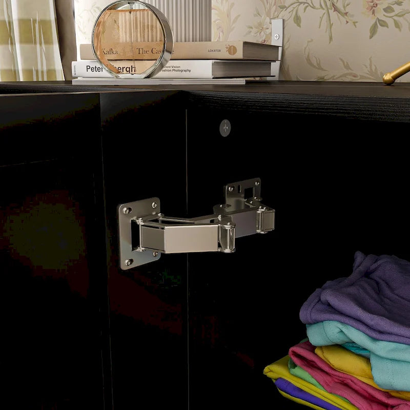 Black Embossed Wave Sideboard Cabinet with Tapered Solid Wood Legs