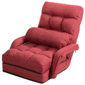 Fauteuil de sol pliable et réglable avec accoudoirs, coussin lombaire, rouge
