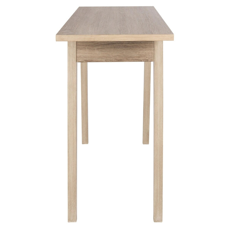 Console moderne rustique avec pieds évasés, finition chêne blanc