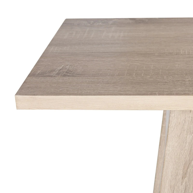 Console moderne rustique avec pieds évasés, finition chêne blanc