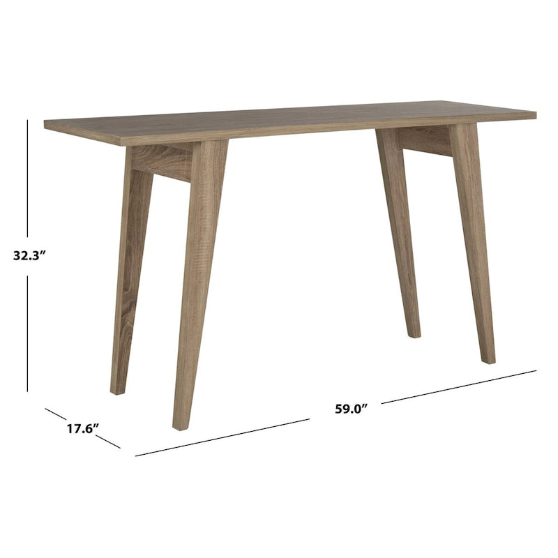 Console moderne rustique avec pieds évasés, finition chêne blanc
