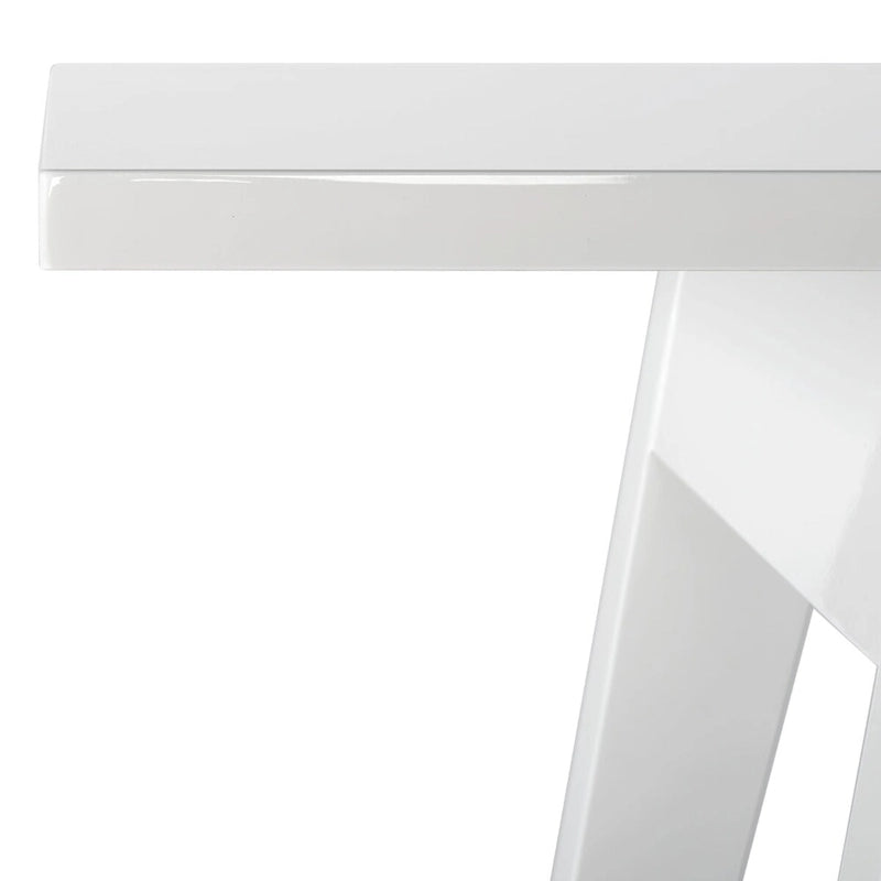 Console moderne rustique avec pieds évasés, finition chêne blanc