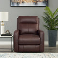 Fauteuil inclinable électrique zéro gravité en cuir pleine fleur marron avec têtière réglable