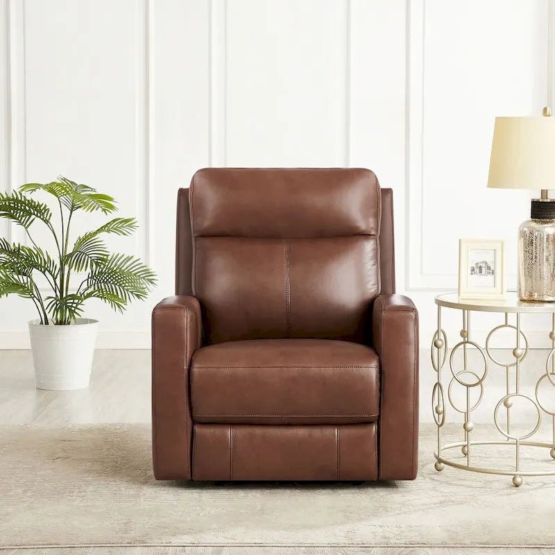 Brown Top Grain Leather Zero Gravity Power Recliner Chair with Adjustable Headrest