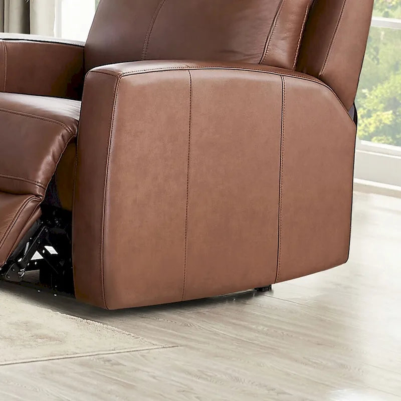 Brown Top Grain Leather Zero Gravity Power Recliner Chair with Adjustable Headrest