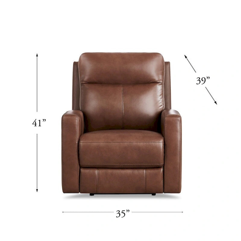 Fauteuil inclinable électrique zéro gravité en cuir pleine fleur marron avec têtière réglable