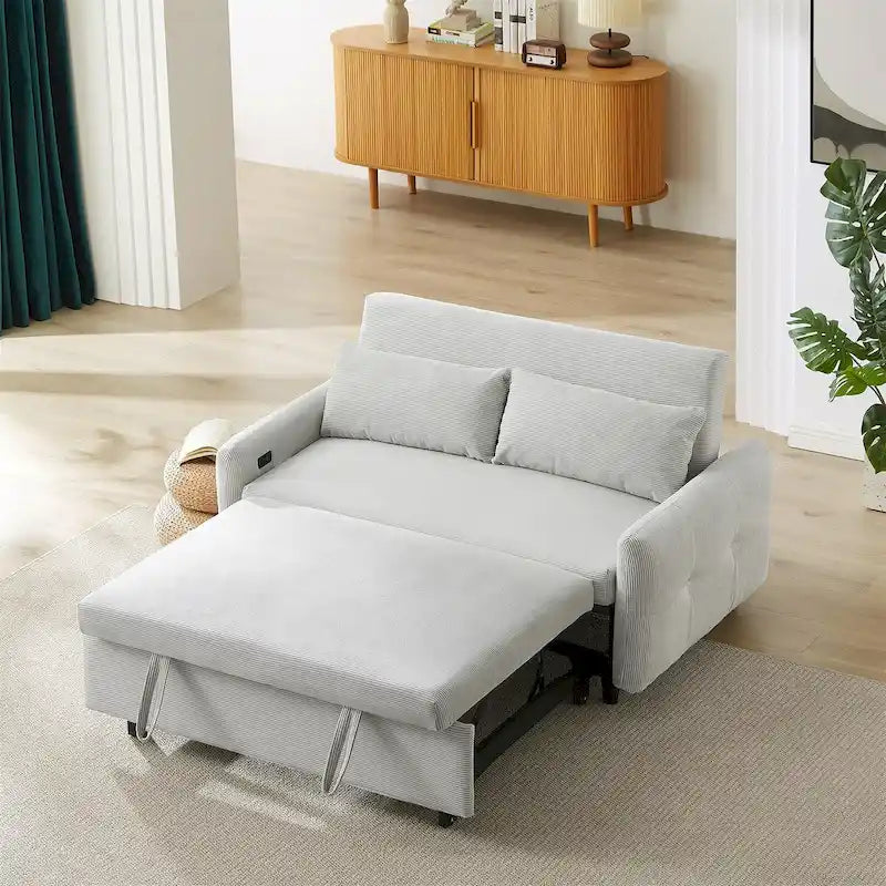 Sofa with Adjustable Reclining Backrest and USB Charging Armrest