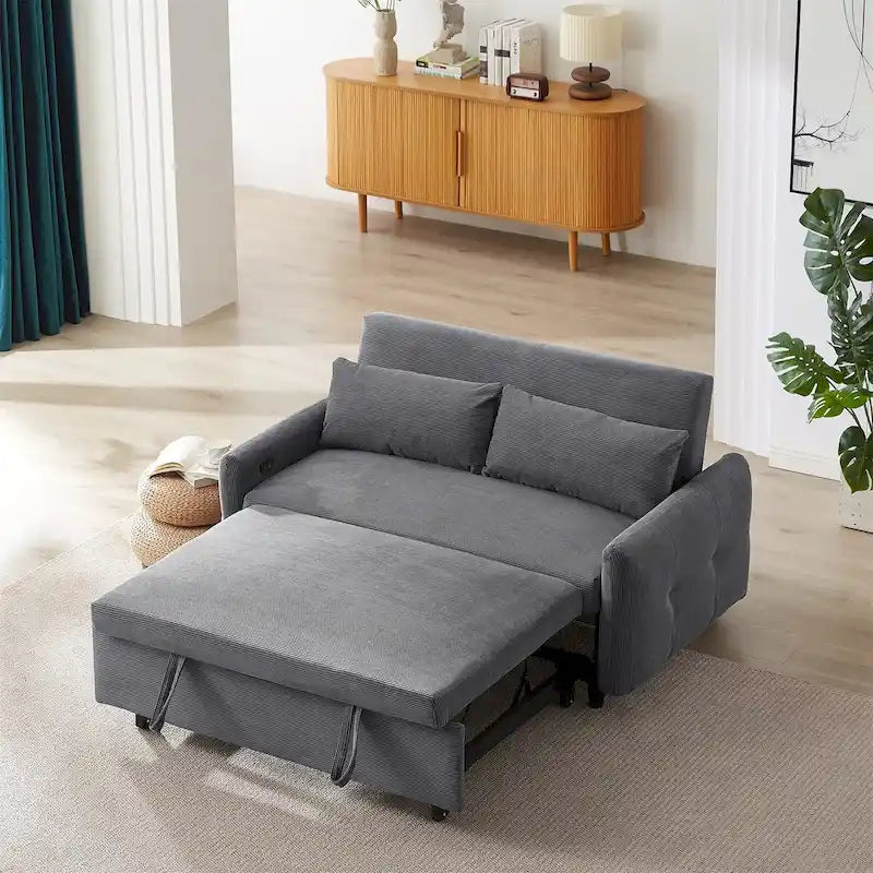 Sofa with Adjustable Reclining Backrest and USB Charging Armrest