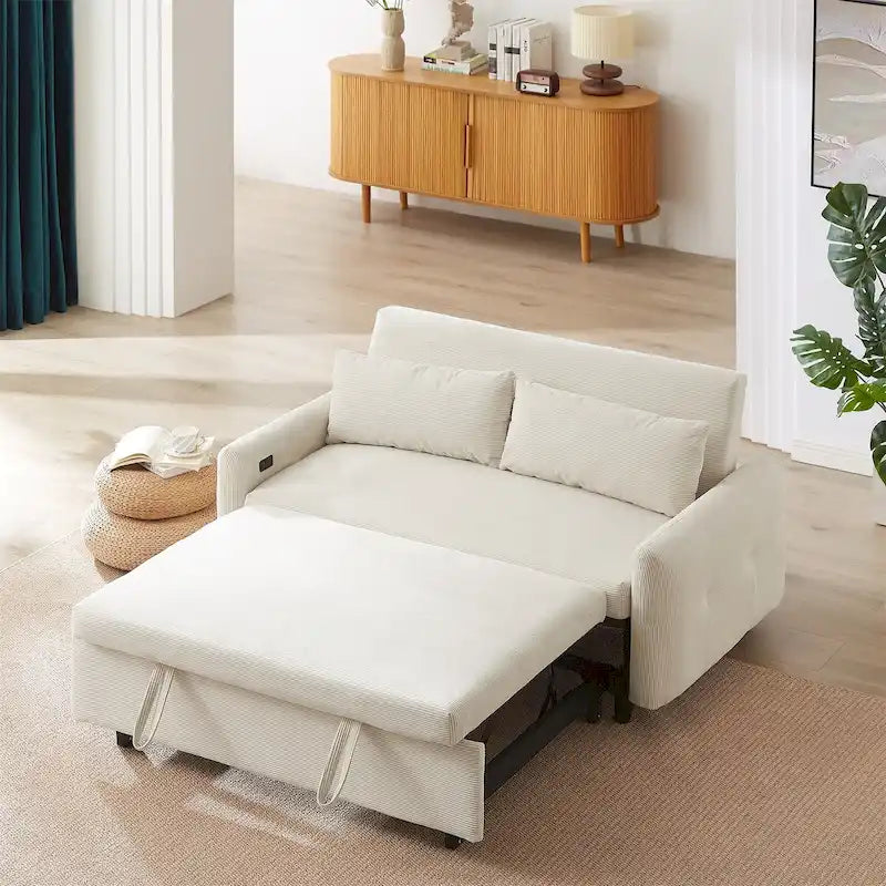 Sofa with Adjustable Reclining Backrest and USB Charging Armrest