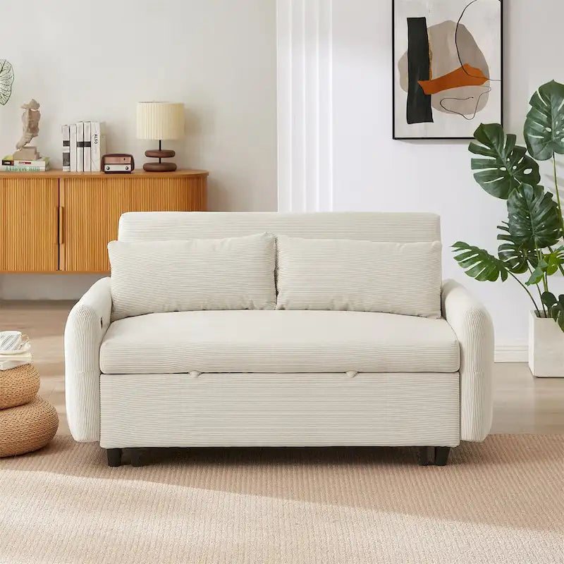 Sofa with Adjustable Reclining Backrest and USB Charging Armrest
