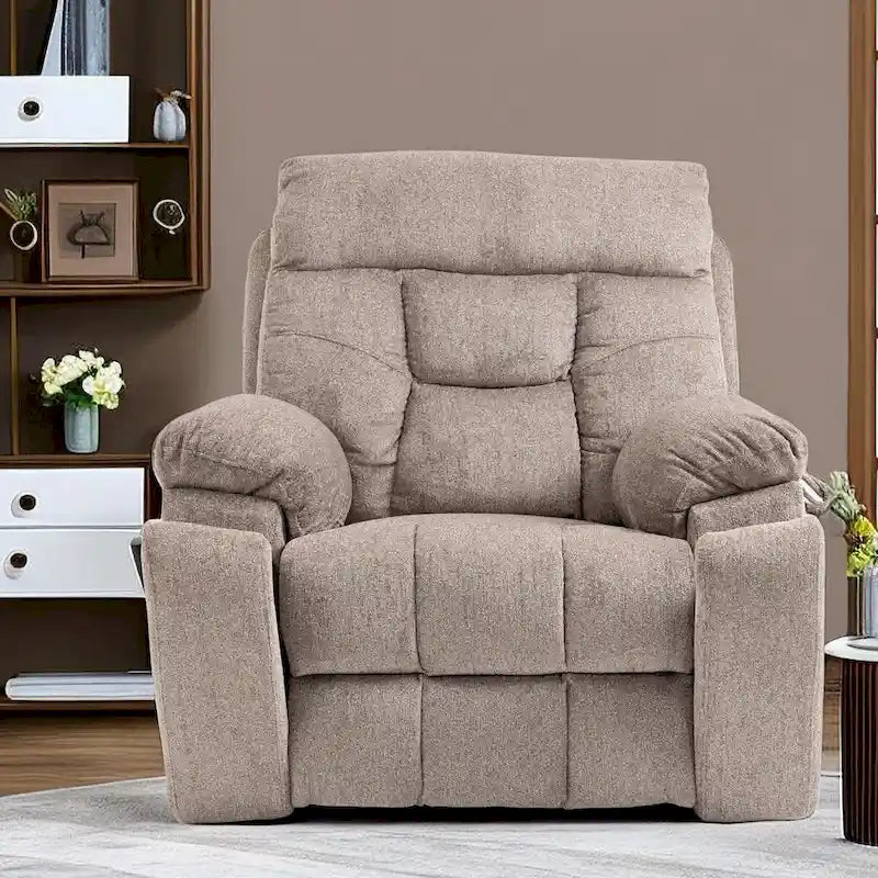 Oversized Power Lift Recliner Chair with Heat Massage Brown Chenille