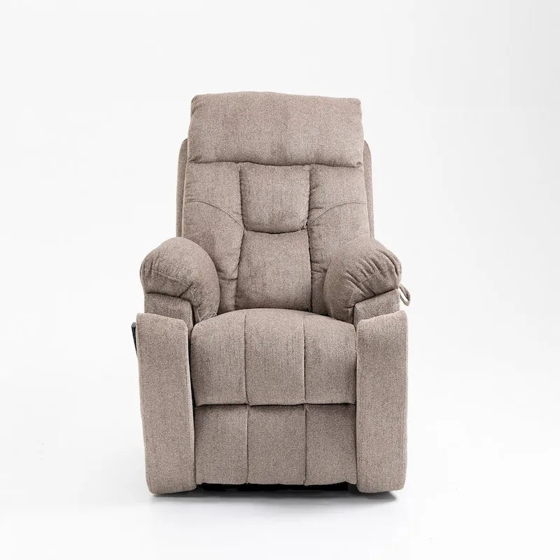 Fauteuil inclinable électrique surdimensionné avec fonction de levage, chaleur et massage, en chenille marron