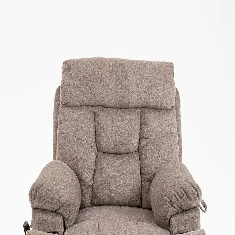Fauteuil inclinable électrique surdimensionné avec fonction de levage, chaleur et massage, en chenille marron