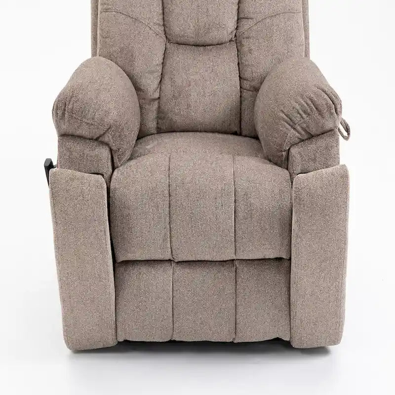Fauteuil inclinable électrique surdimensionné avec fonction de levage, chaleur et massage, en chenille marron