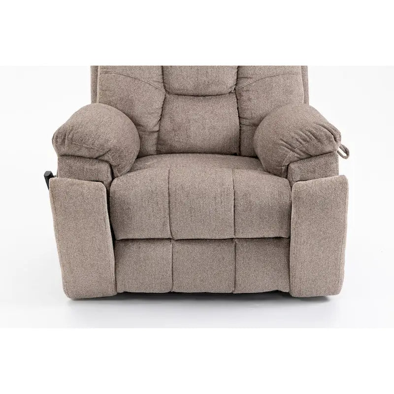 Fauteuil inclinable électrique surdimensionné avec fonction de levage, chaleur et massage, en chenille marron