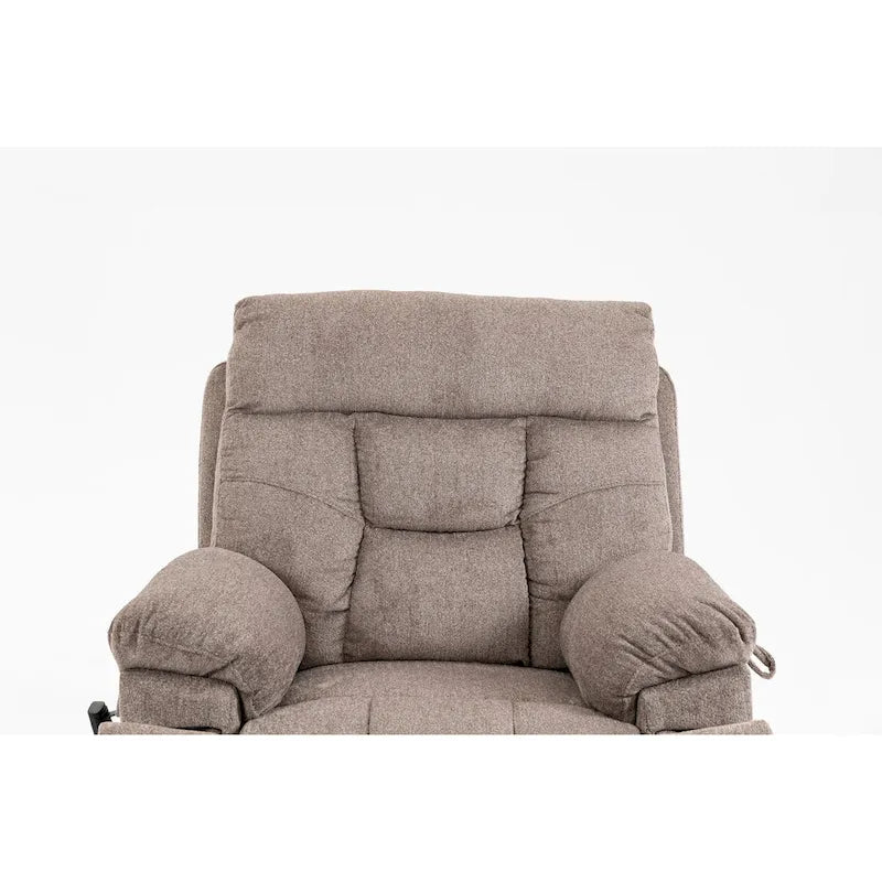 Fauteuil inclinable électrique surdimensionné avec fonction de levage, chaleur et massage, en chenille marron