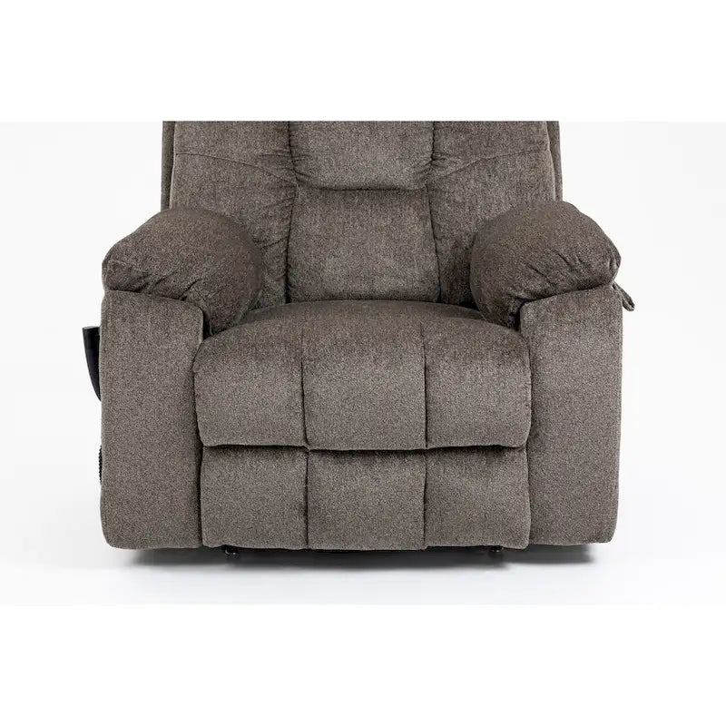 Fauteuil inclinable électrique surdimensionné avec fonction de levage, chaleur et massage, en chenille marron