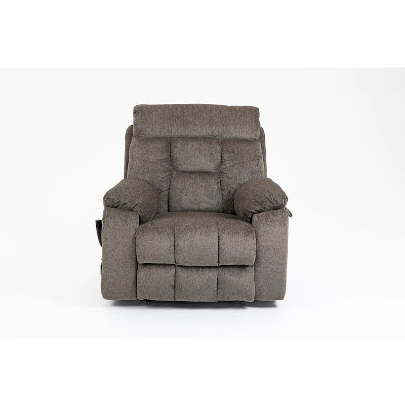Fauteuil inclinable électrique surdimensionné avec fonction de levage, chaleur et massage, en chenille marron