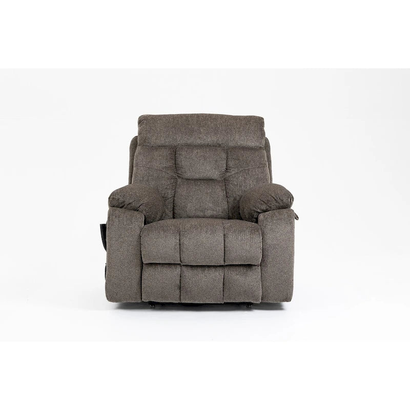 Fauteuil inclinable électrique surdimensionné avec fonction de levage, chaleur et massage, en chenille marron