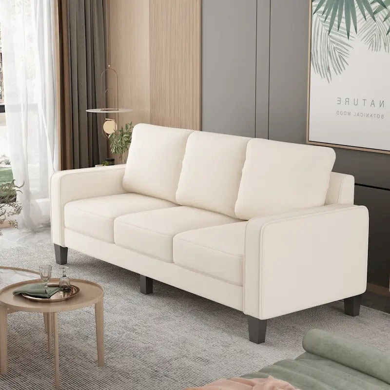 Upholstered Living Room Sofa with Solid Wood Legs and Storage