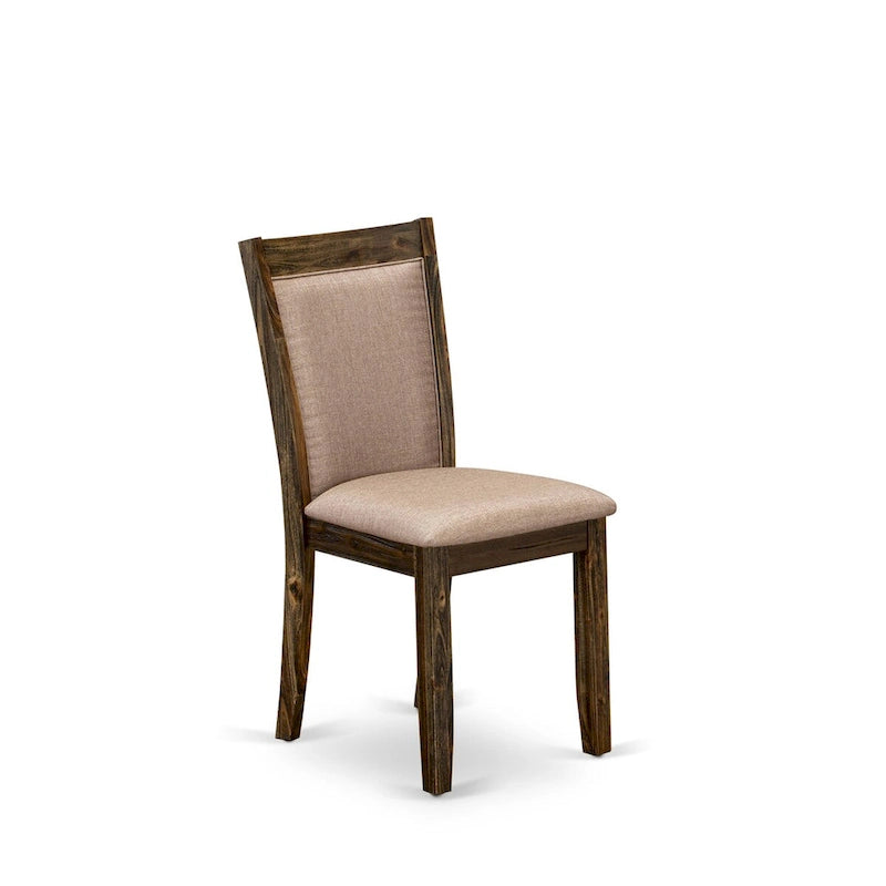 Table à manger ronde en hévéa avec chaises Parson en lin kaki foncé, jacobéen patiné