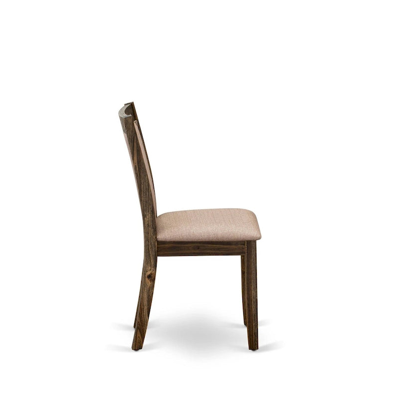Table à manger ronde en hévéa avec chaises Parson en lin kaki foncé, jacobéen patiné
