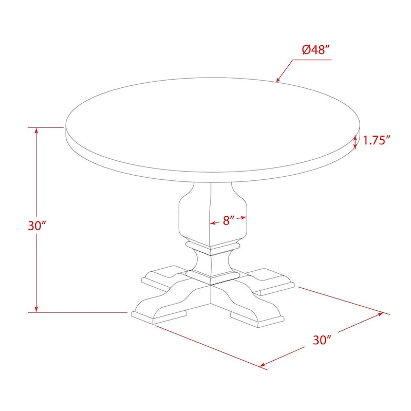 Table à manger ronde en hévéa avec chaises Parson en lin kaki foncé, jacobéen patiné