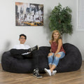 Canapé pouf cylindrique extra large en suédine noire
