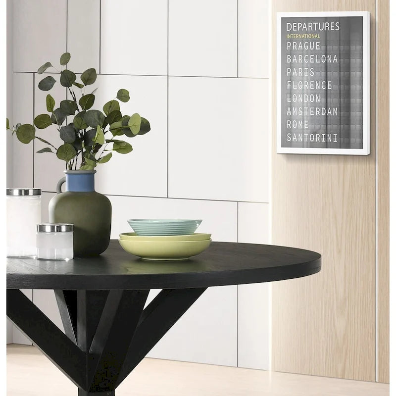 Cross-Buck Base Solid Wood Dining Table with Black Finish