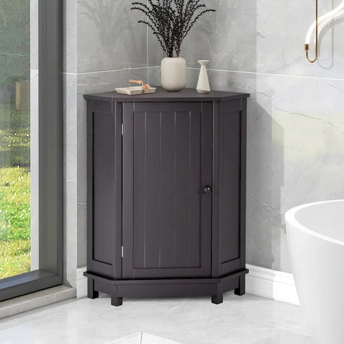 Bathroom Cabinet Triangle Corner Storage Cabinet with Shelf Modern Style - 17.5 L x 17.5 W x 31.4 H