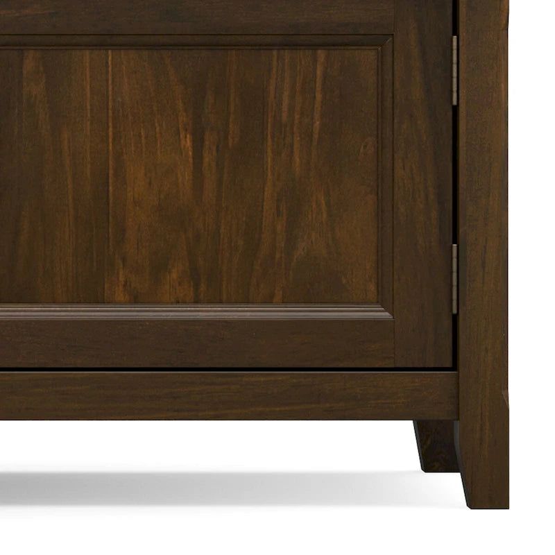 72-Inch Solid Wood Low Profile TV Stand with Storage Mahogany Brown