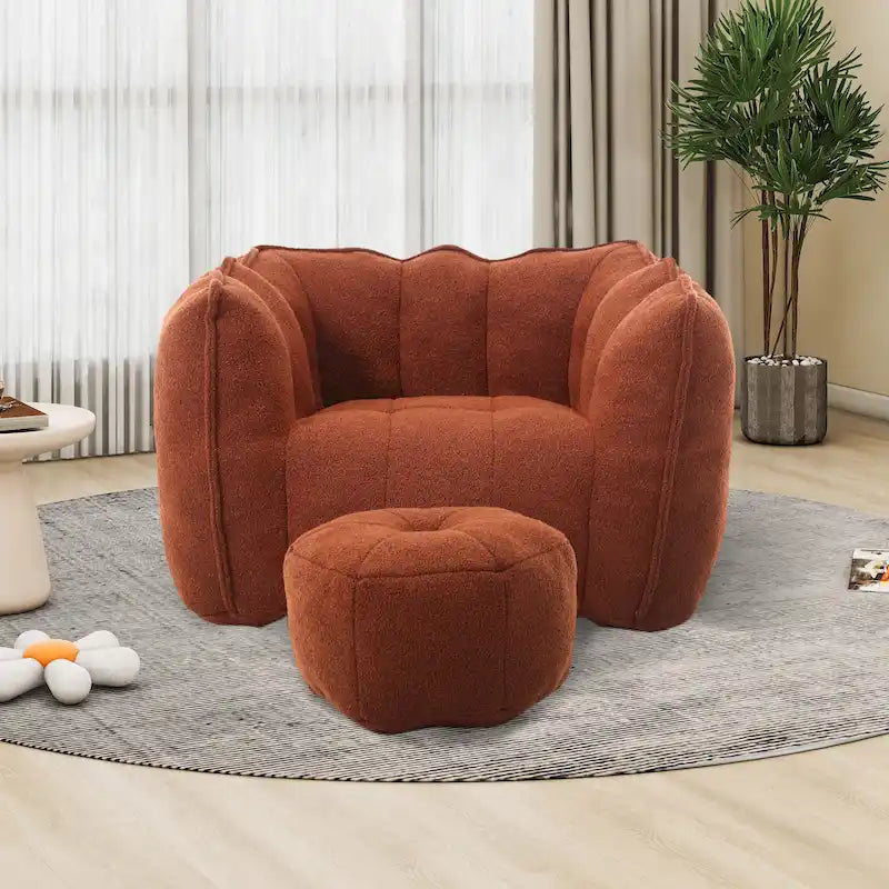 Round Tufted Accent Chair Soft Chenille Upholstery Armrest Olive Khaki