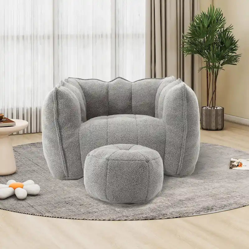 Round Tufted Accent Chair Soft Chenille Upholstery Armrest Olive Khaki