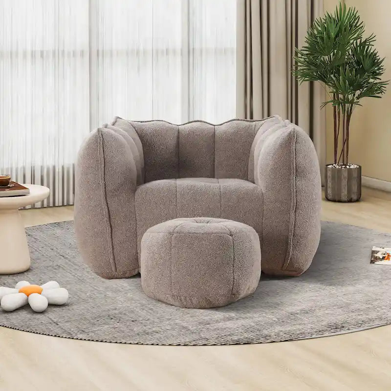 Round Tufted Accent Chair Soft Chenille Upholstery Armrest Olive Khaki